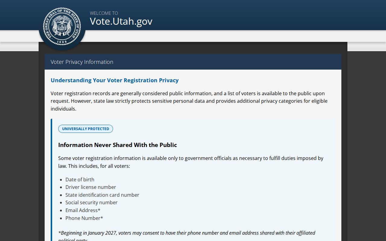 Utah voter privacy information route