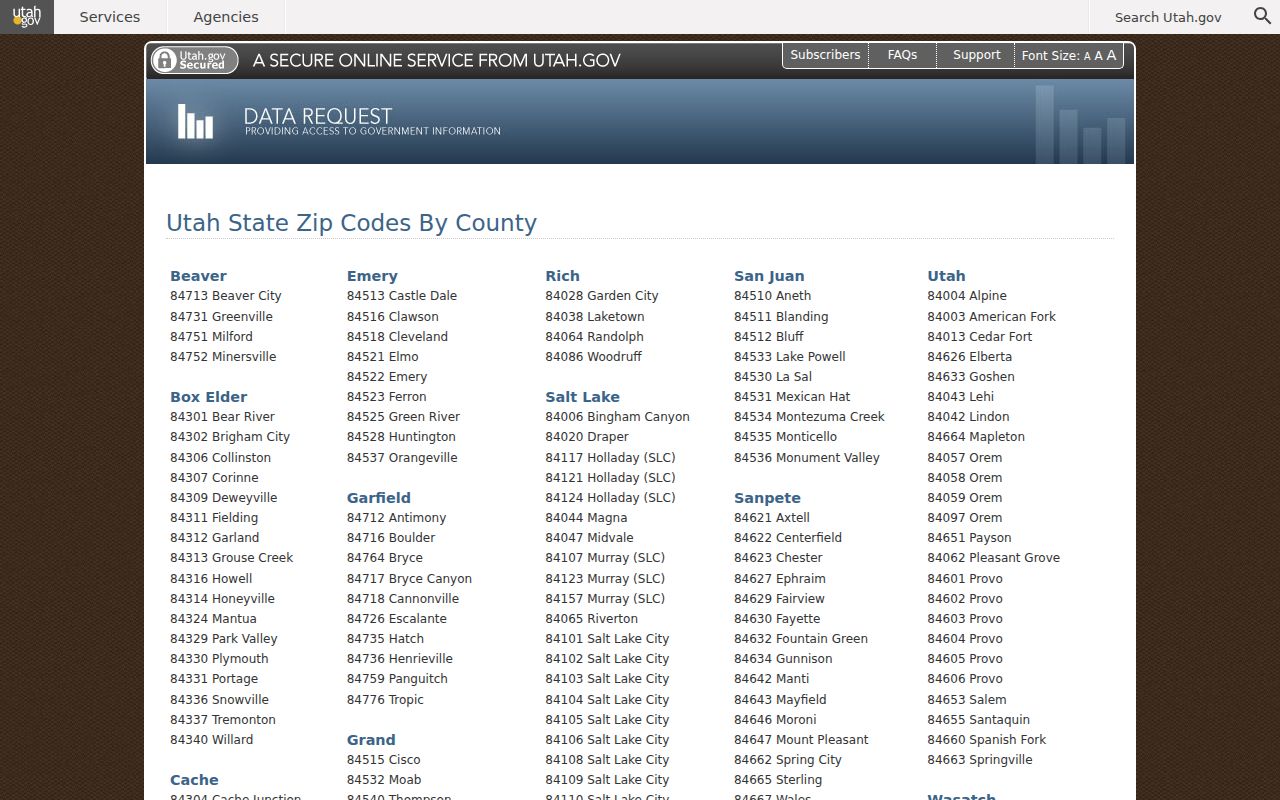 Tooele County EagleWeb ZIP and property search route